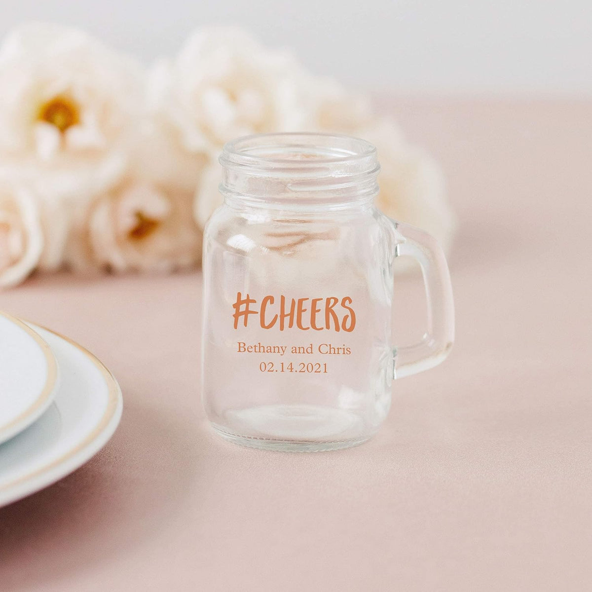 WEDDINGSTAR Personalized 4oz Mini Mason Jar Shot Glass Customizable Full Color Print - 1 pack