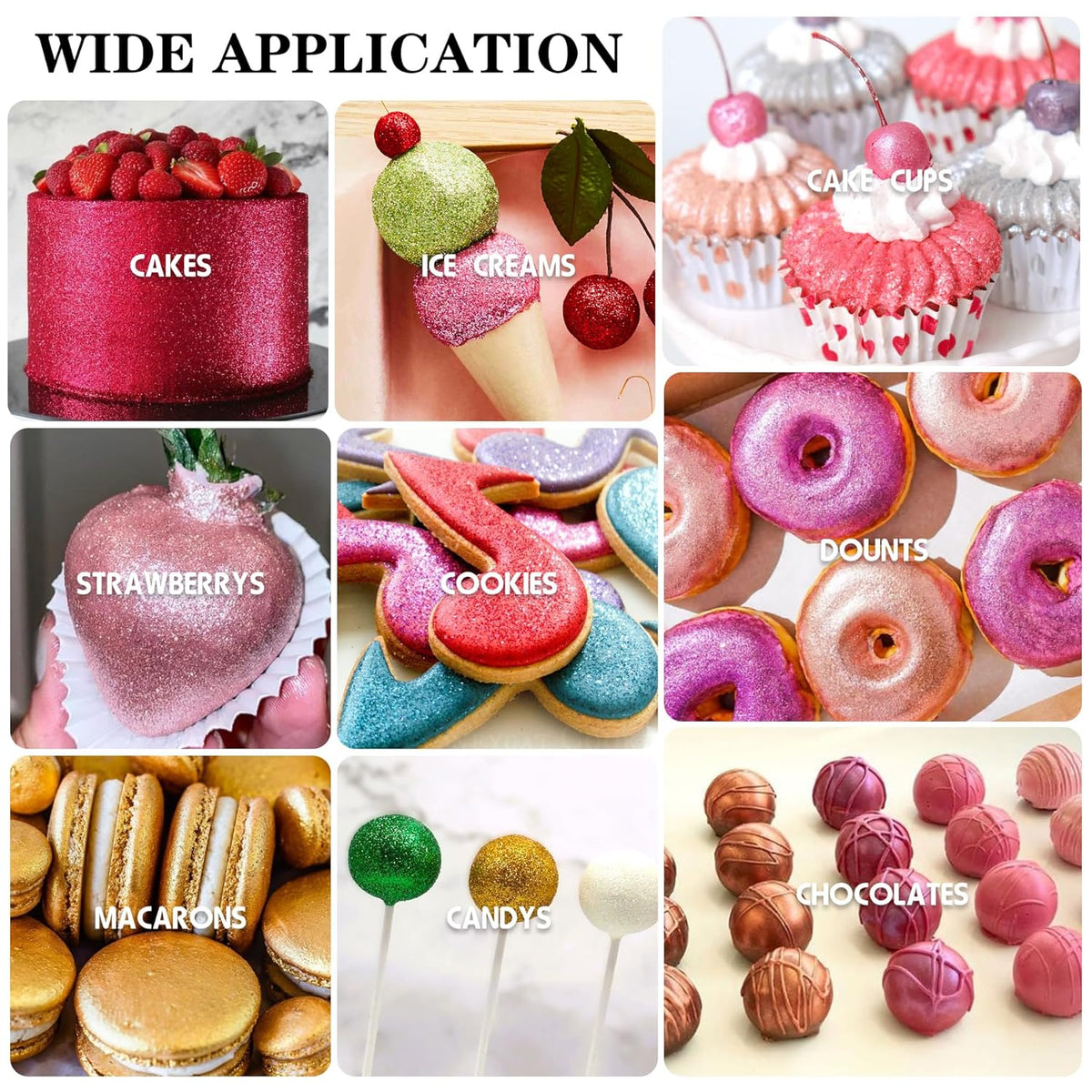 Edible Glitter - 4 Colors 5g/Bottle Halloween Luster Dust Edible Set, Food Grade Edible Glitter for