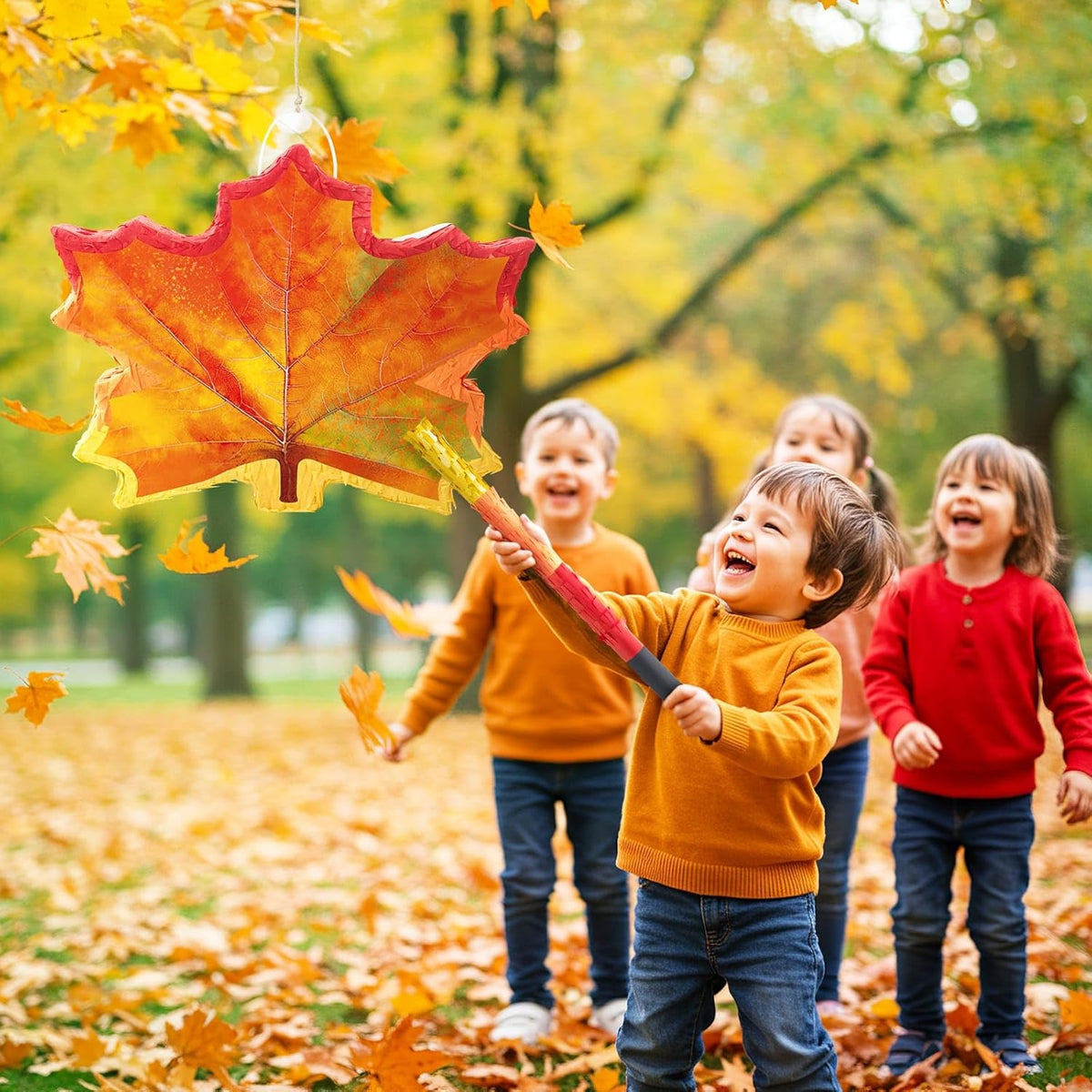 WERNNSAI Fall Leaf Pinata - Maple Leaf Pinata Thanksgiving Party Games for Kids Orange Autumn