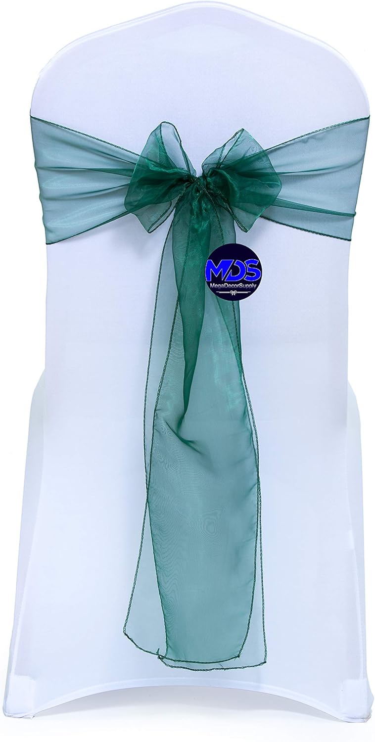 MDS Pack of 25 PCS Organza Chair Sashes Wider Dining Chair Bows Ribbon Tie Back for Wedding Party