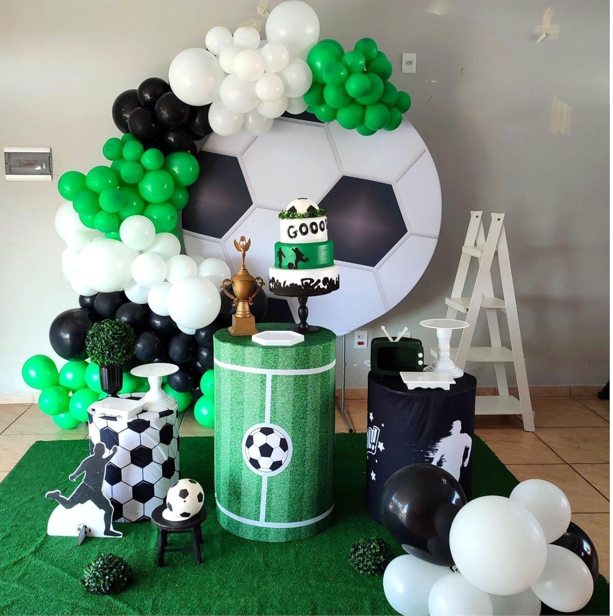 Paready Green Black Balloons, 60 Pcs 12 Inch Dark Green Metallic Silver Balloons, Black Green White