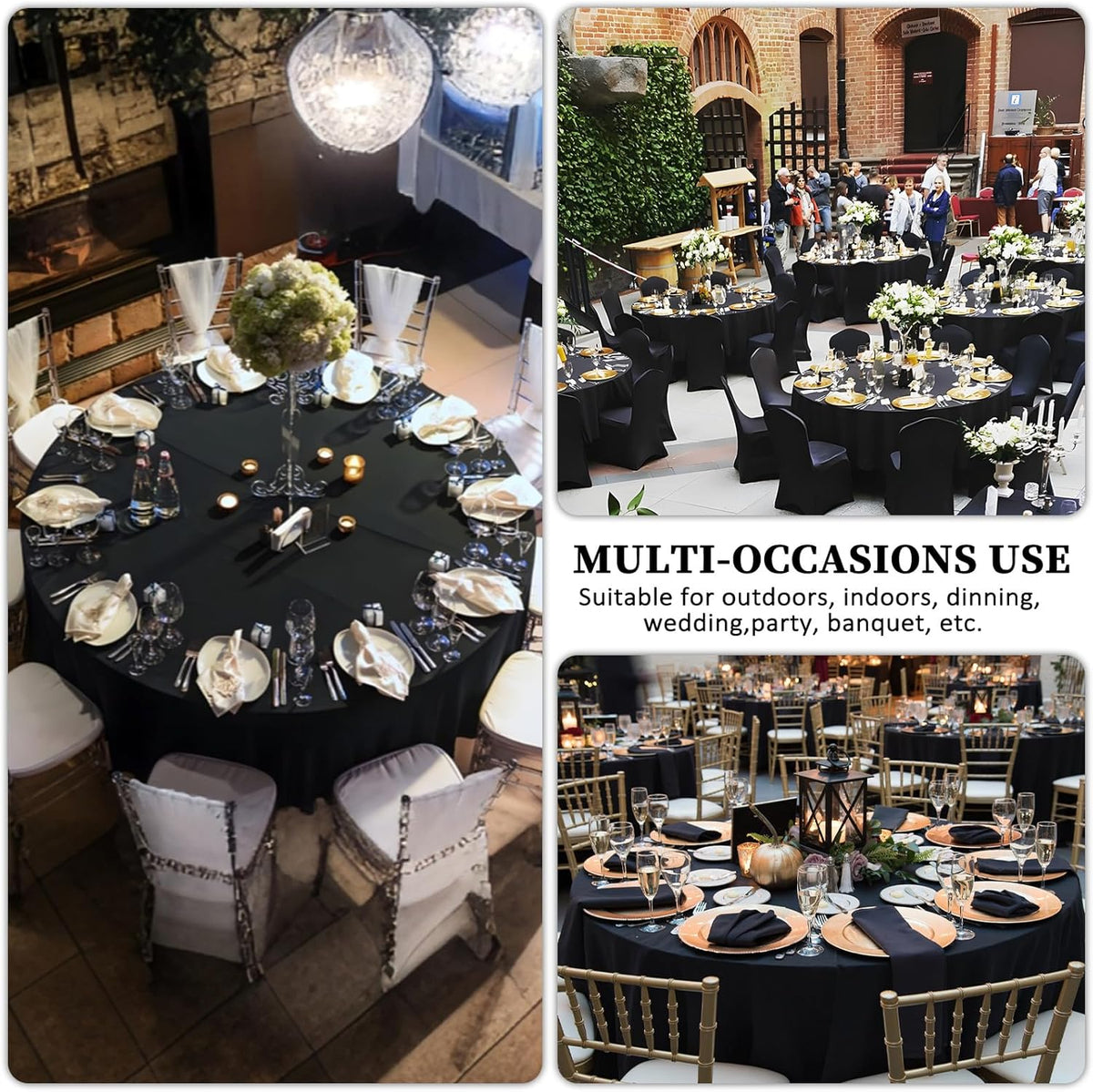 8 Pack Black Round Tablecloth 120 Inch Black Table Cloth Stain and Wrinkle Resistant Reusable and