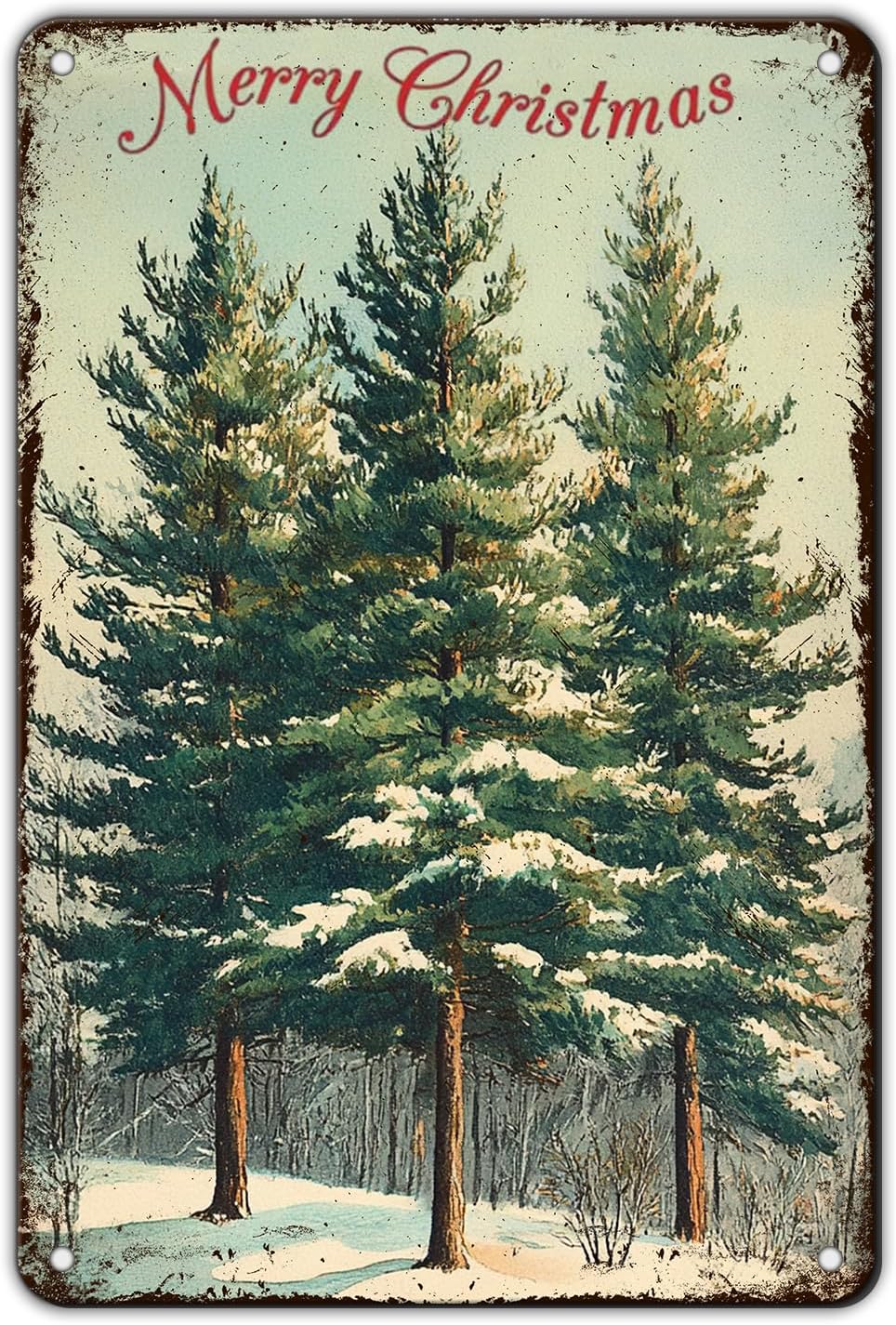 Vintage Christmas Decor Sign Christmas Tree Metal Tin Sign Merry Christmas Retro Tin Sign for