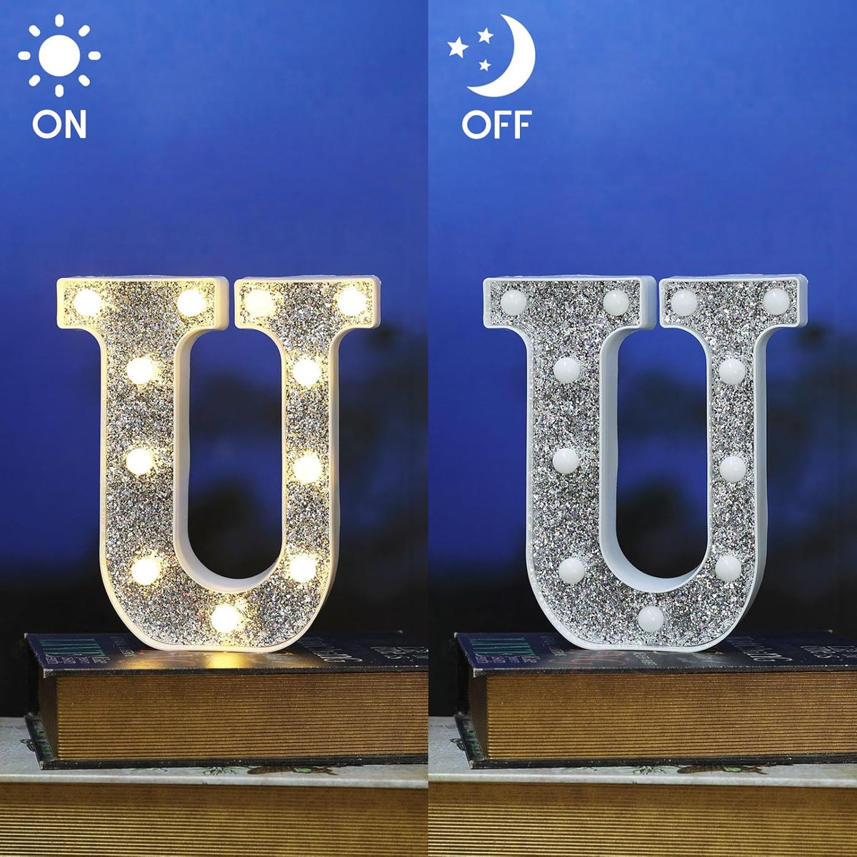 Light Up Letters, Marquee Light Letters for Table Decorations, Glitter Light Up Signs for Prom