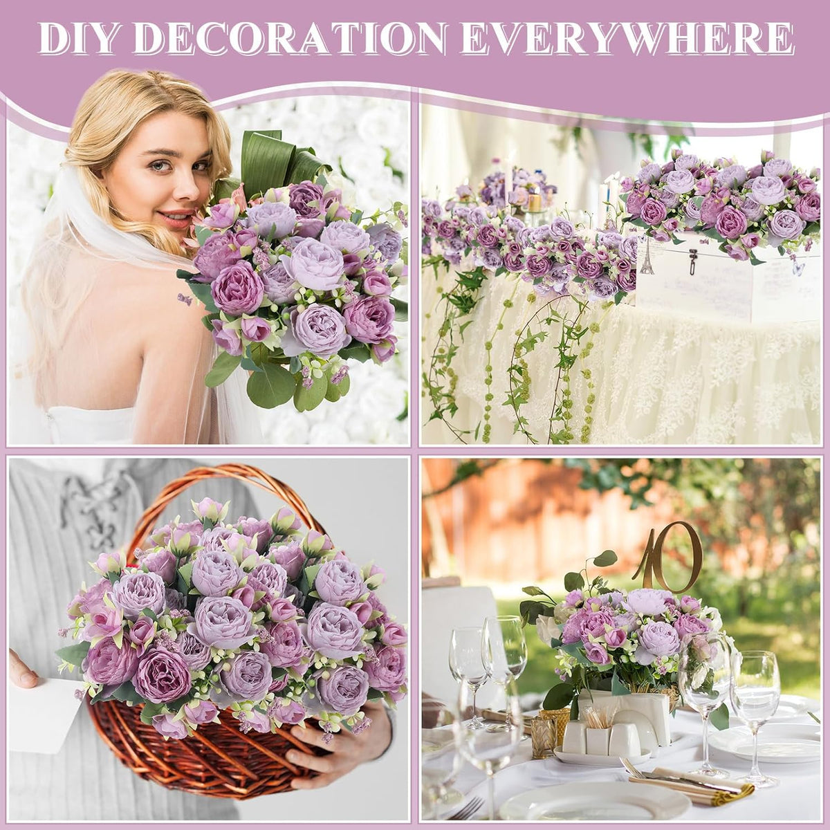 8 Bundles Artificial Peonies Flowers Boho Faux Flowers Arrangements Artificial Centerpiece Spring