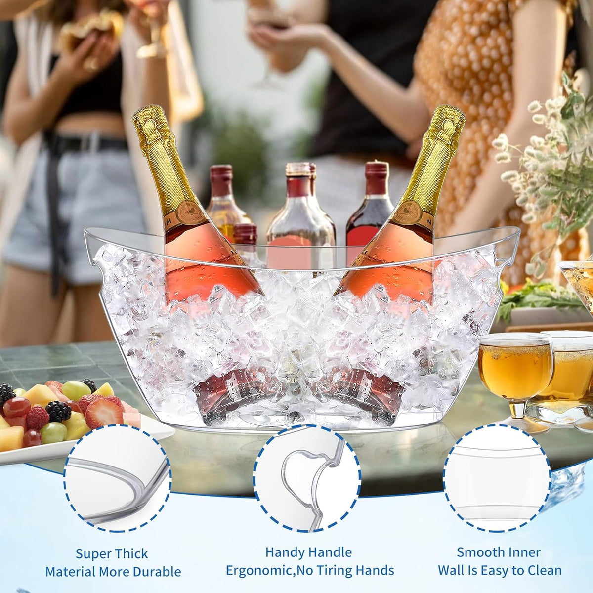 Ice Buckets for Parties (5.5L) 2pcs Ice Buckets, Clear Acrylic Champagne Bucket, Drinks Beverage