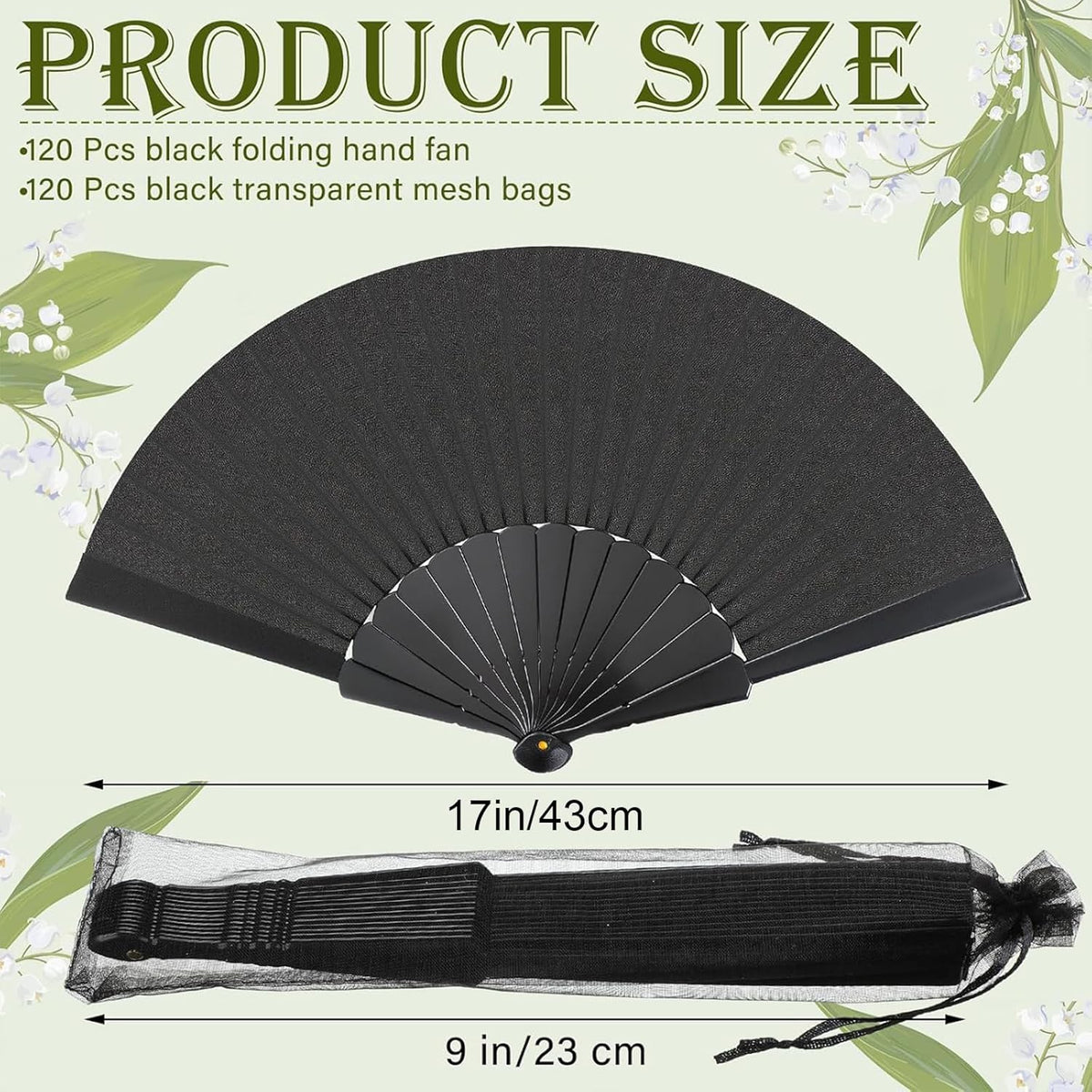 Wenqik 80 Pcs Wedding Folding Hand Fans Bulk Silk Fabric Chinese Handheld Foldable Clack Fans with
