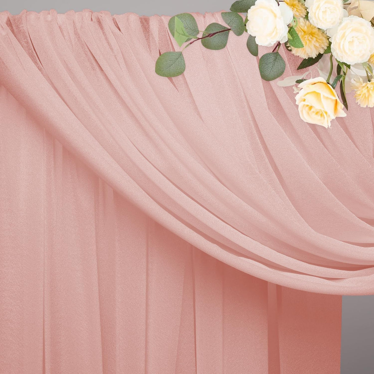 Wokceer Wedding Arch Draping Fabric 28.7" x 20FT - Blush Sheer Backdrop for Wedding Ceremony
