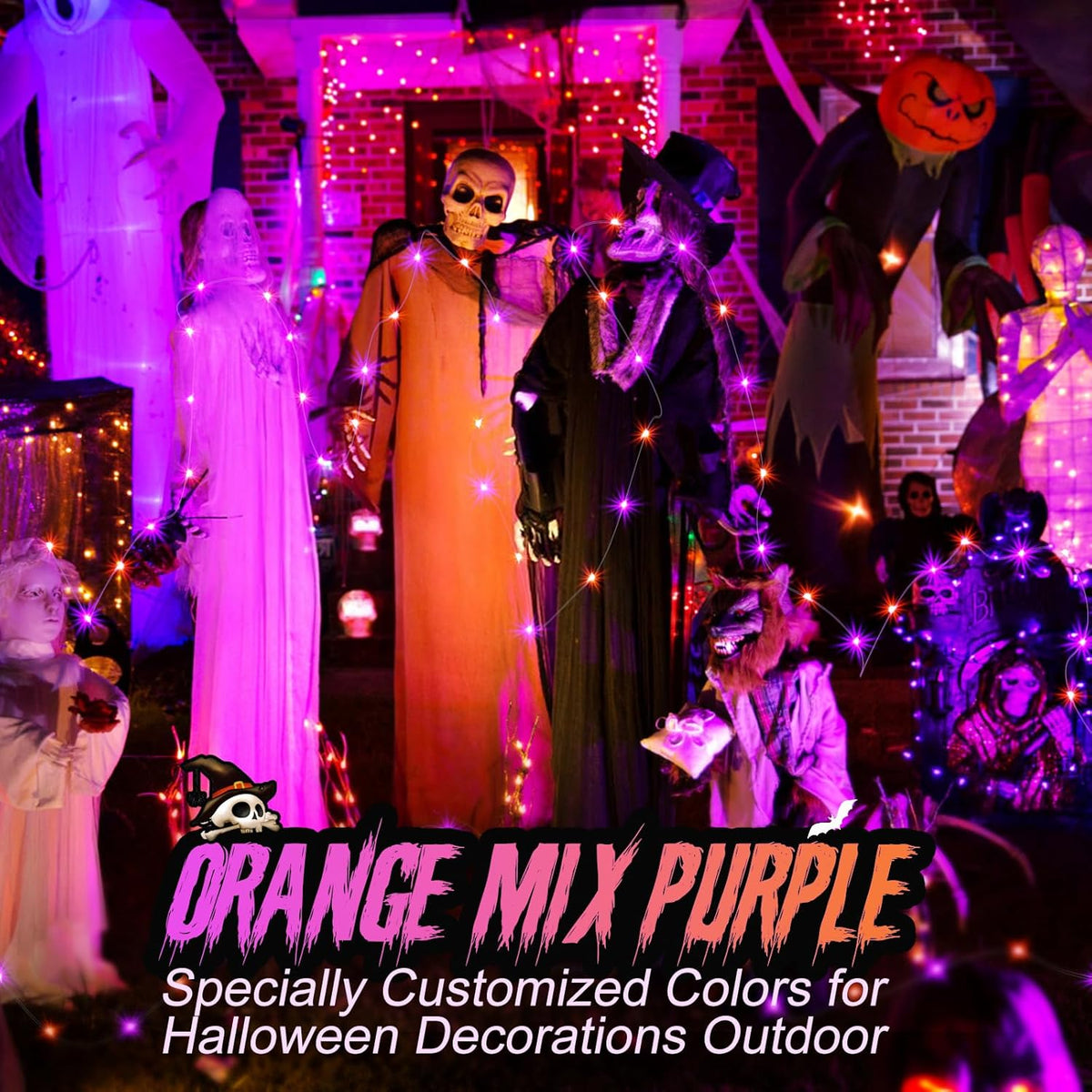ZGWJ 24 Pack Halloween Fairy Lights Battery Operated, 7ft 20 Mini LED Halloween Fairy String Lights