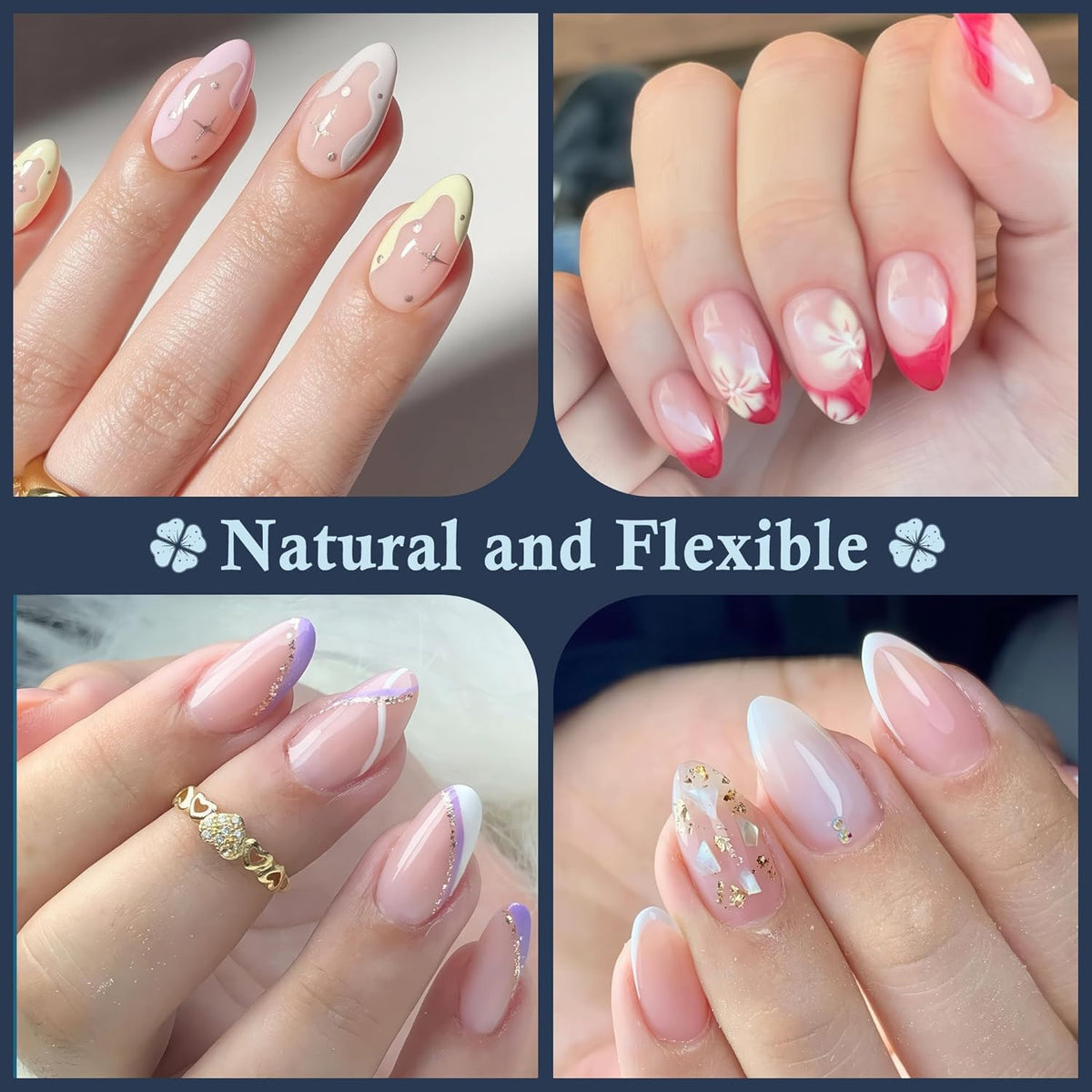 Short Almond Fake Nails, 360pcs Soft Gel Pre-Shaped Acrylic Nail Tips, Half Matte Full Cover Clear