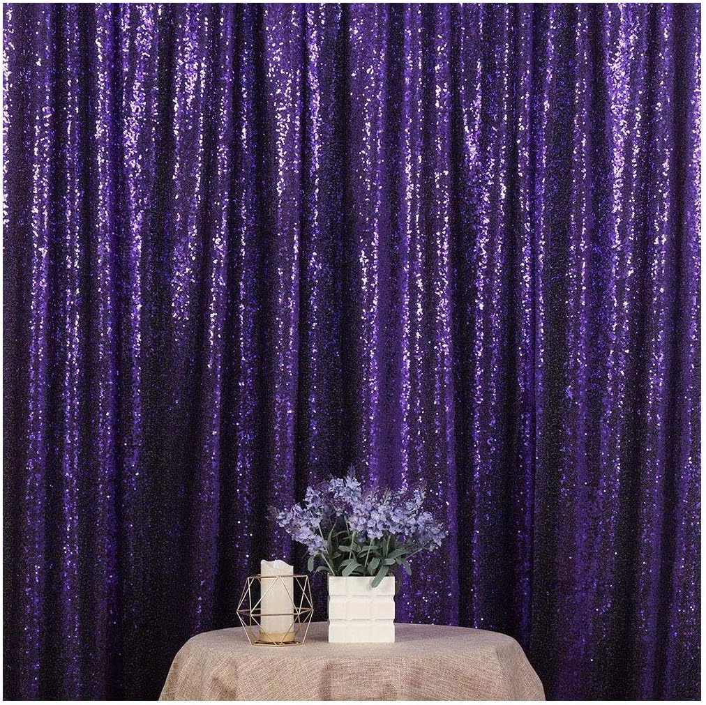 Poise3EHome Purple Sequin Backdrop, 6Ft x 8Ft Glitter Photography Background Curtains for Halloween