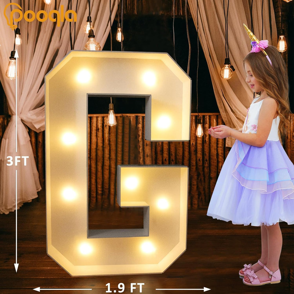 Pooqla 3FT Light Up Marquee Letters, Cool White and Warm White LED Large Lighted Marquee Letters