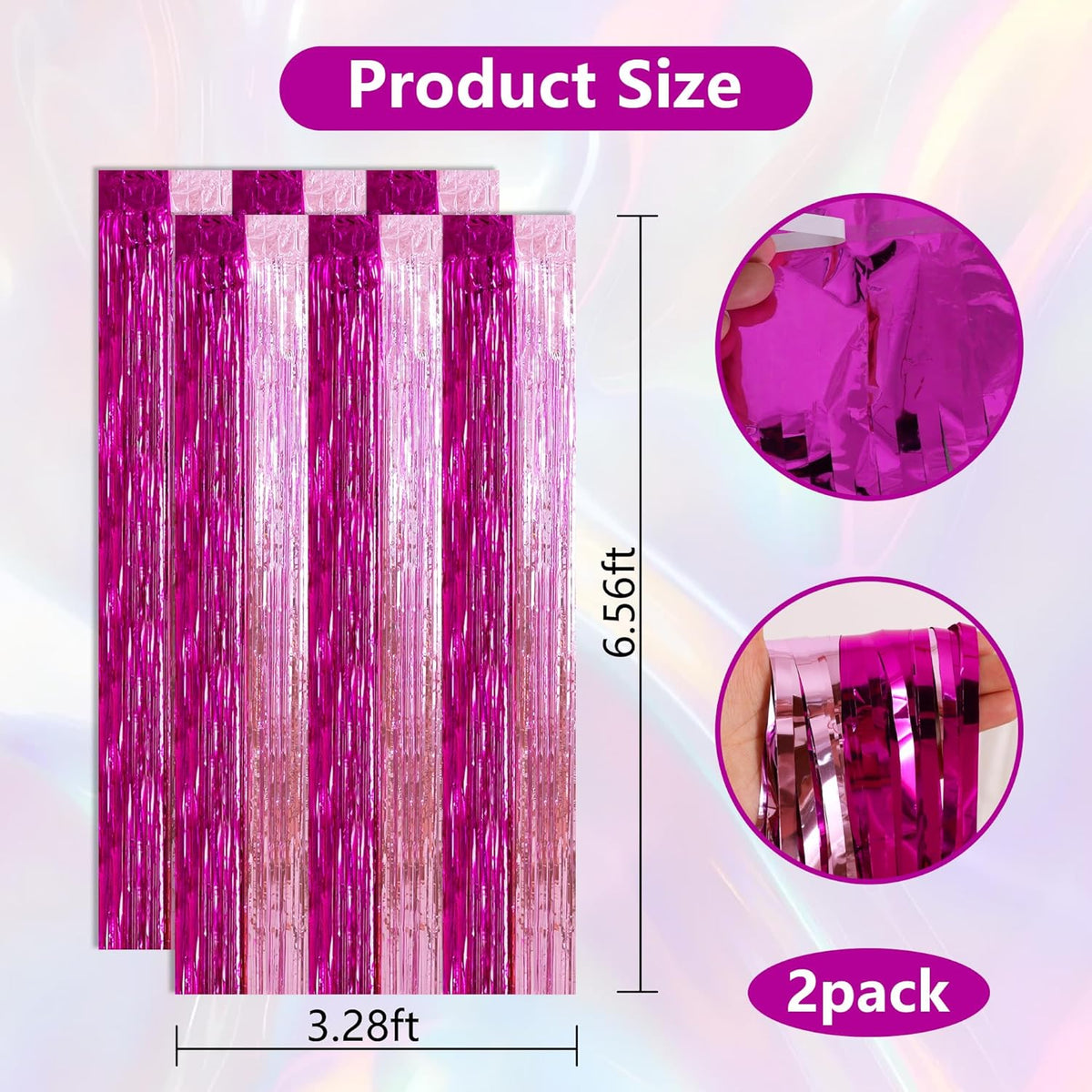 BEISHIDA Hot Pink Pink Door Streamers Backdrop Foil Fringe Tinsel Party Streamers Curtains Photo