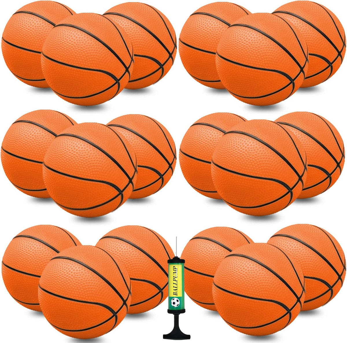 18 Pcs 5" Mini Basketball Set with Pump, PVC Small Basketball for Over The Door Hoop Games, Party