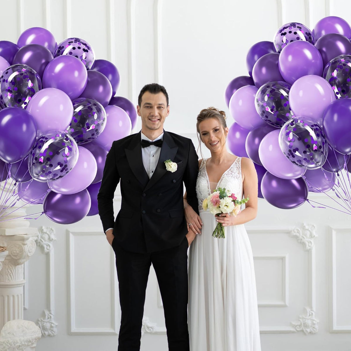 60pcs Purple Balloons 12inch with Metallic Pastel Dark Purple Confetti Balloons for Purple Birthday