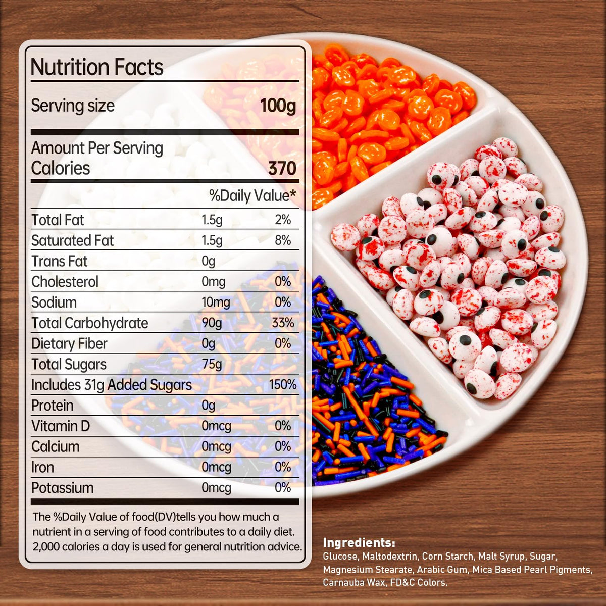 Halloween Sprinkles for Cake Decorating, Edible Candy Eyeballs, Pumpkin Sugar Sprinkles Mix
