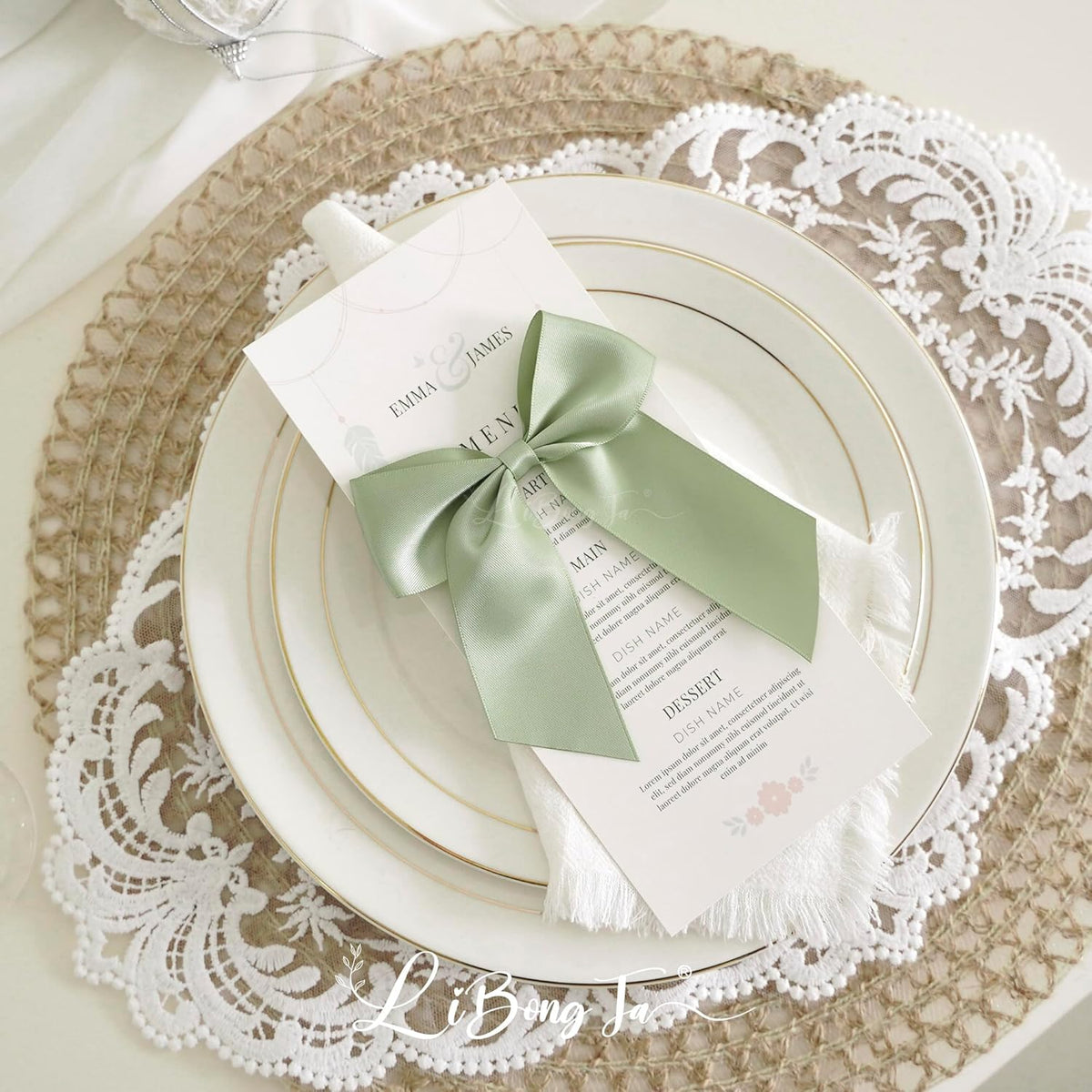 4.5" Satin Ribbon Sage Green Bows for Gift Wrapping, Twist Tie Bows, Cute Bows for Crafts, Party