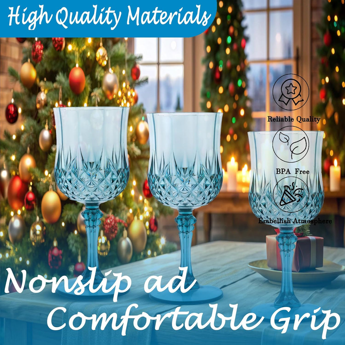Plastic Wine Glasses，Plastic Goblets Vintage Style Cordial Drinking Glasses for Wedding Reception
