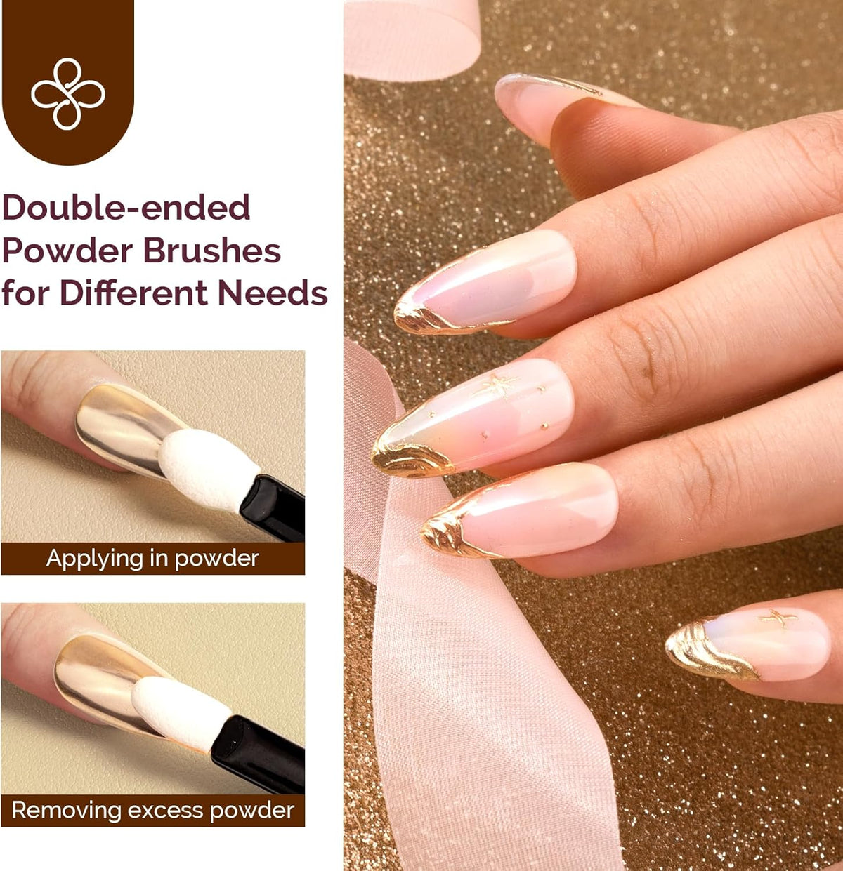 MelodySusie 2Pcs Chrome Nail Powder for Gel Nails,Metallic Mirror Effect Pigment Stylish and
