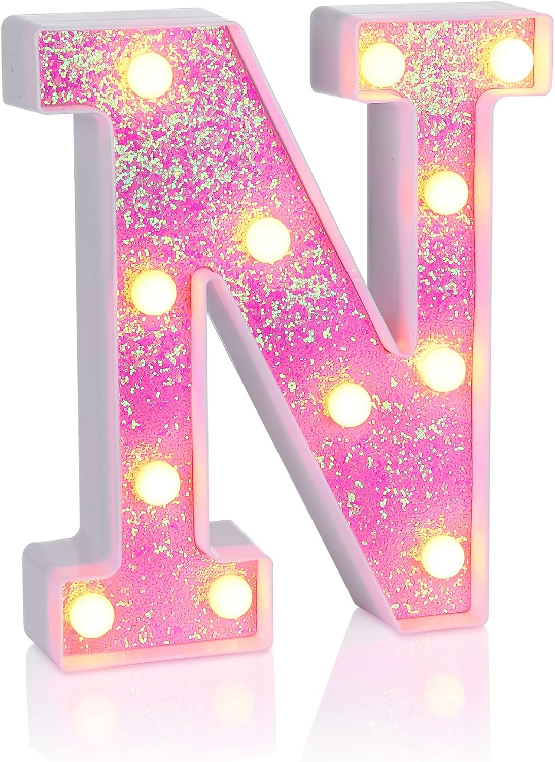 Foaky Pink Light up Letters，Pink Party Decorations,Girls Room Decor,Glitter Light Up