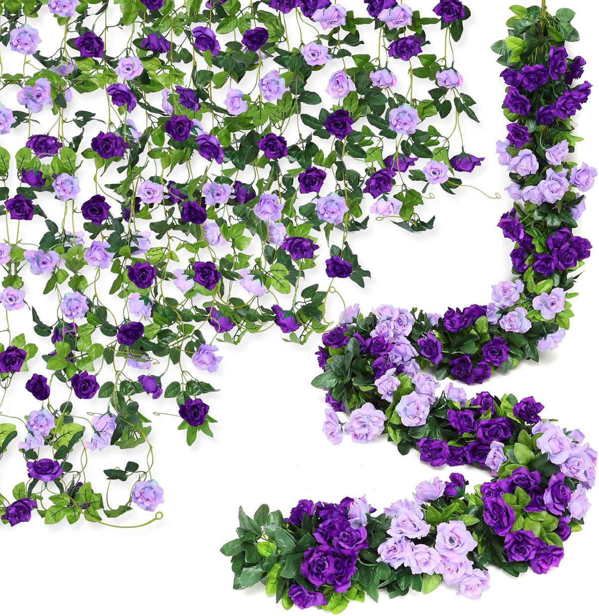 Floweroyal 6 Pack Artificial Flower Garlands 7.9FT Fake Rose Vines Silk Flowers Hanging Rose Ivy
