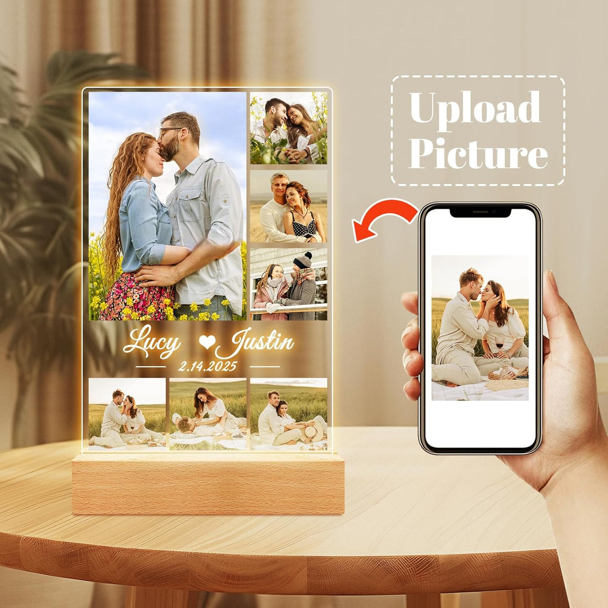 Personalized Anniversary Birthday Gifts for Women and Men, Custom Picture Frames with Photos