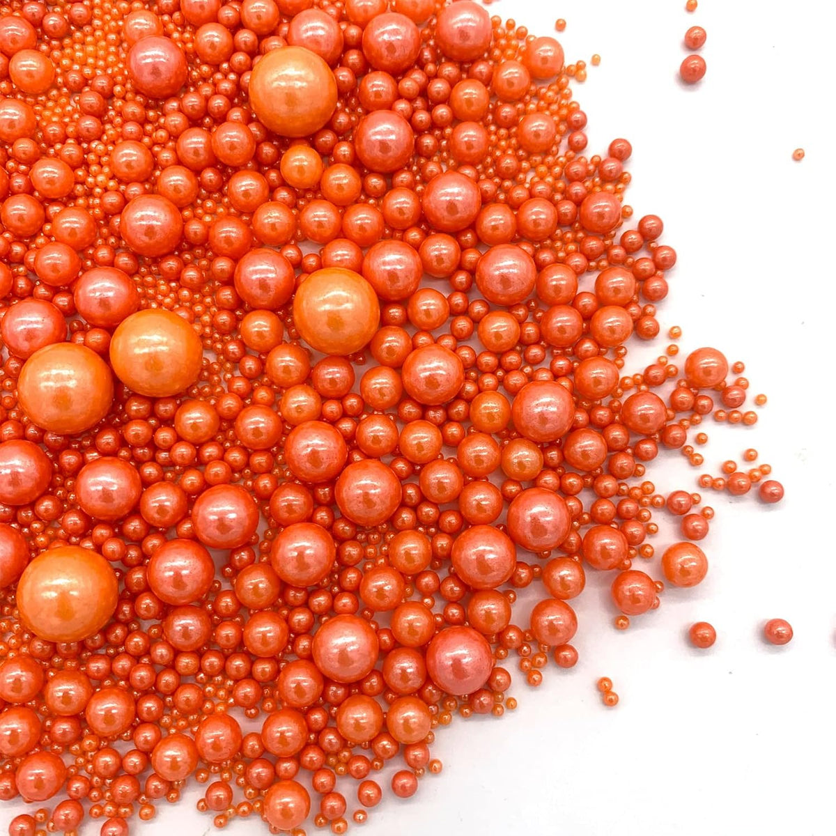 Weraru Edible Orange Pearl Sugar Sprinkles Candy Mixing Size Baking Edible Cake Decorations Cupcake