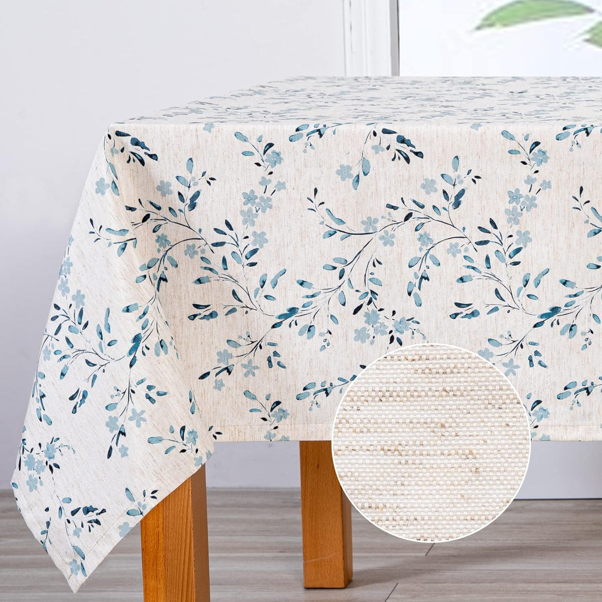 Mysky Home Rectangle Table Cloth 60x120 Inch - Spring Summer Floral Tablecloth, Waterproof Linen