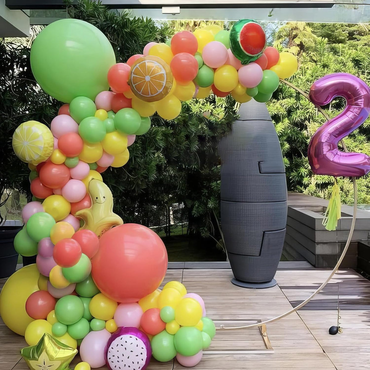 Hawaiian Balloons, Tropical Balloons Green Pink White Yellow Balloon Confetti Balloon for Beach