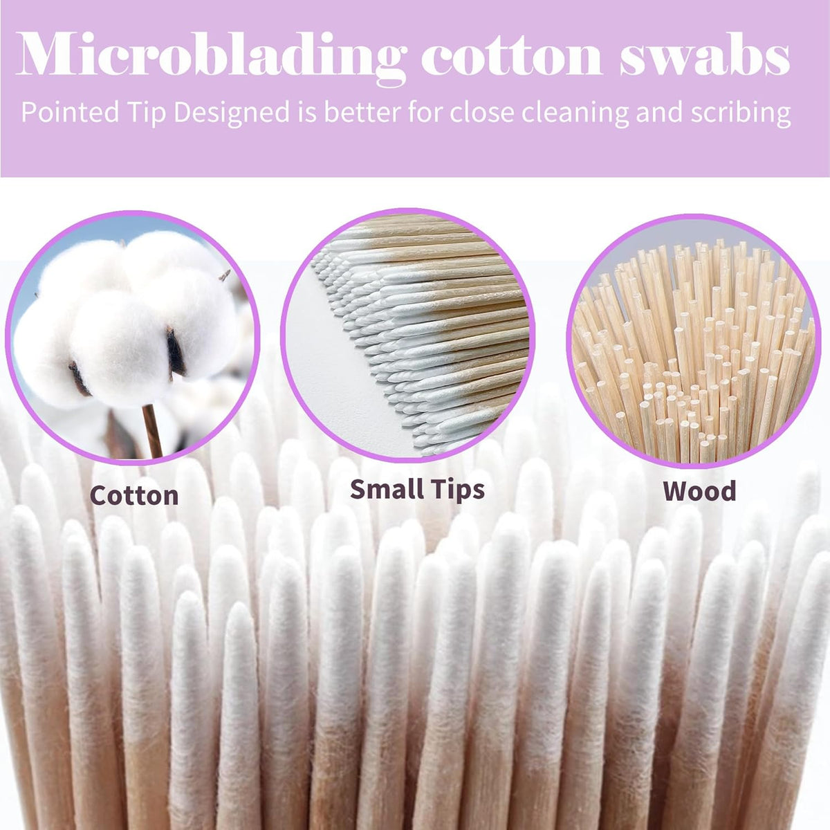 200PCS Pointed Cotton Swabs - Precision Tip Cotton Swabs - 4 Inch Microblading Cotton Swabs