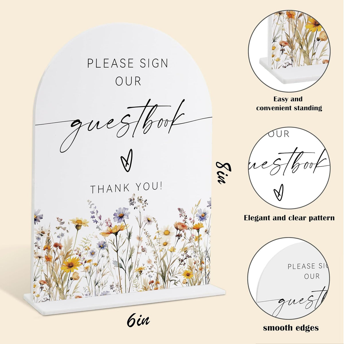 Wedding Signs for Ceremony and Reception, Boho Floral Please Sign Our Guestbook, Wedding Signage