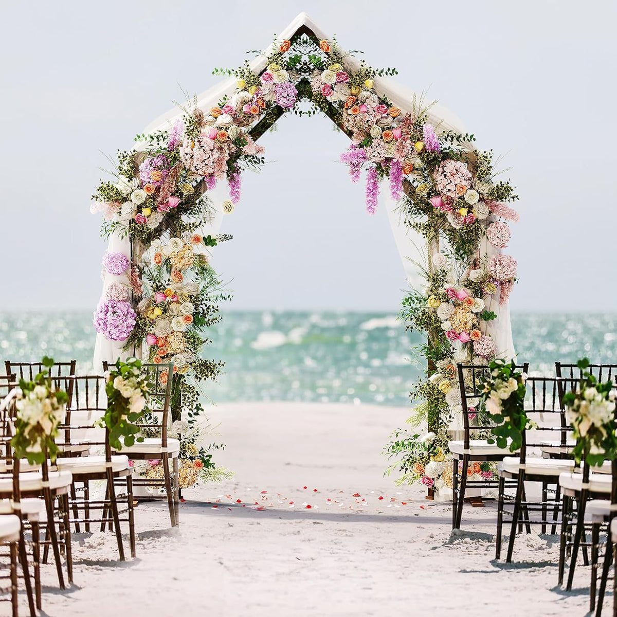 NiHome House-Shaped Solid Wood Wedding & Event Arch Frame, DIY Backdrop for Garden, Church, Party