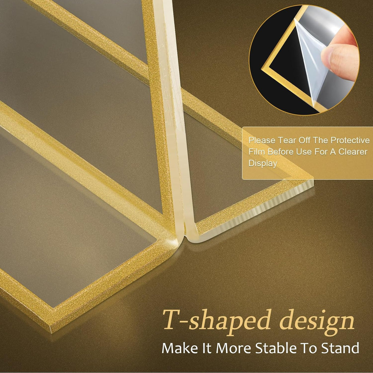 Hoteam 24 Pack 4 x 6/6 x 4 Clear Acrylic Sign Holder with Gold Border, Gold Picture Frame, Double