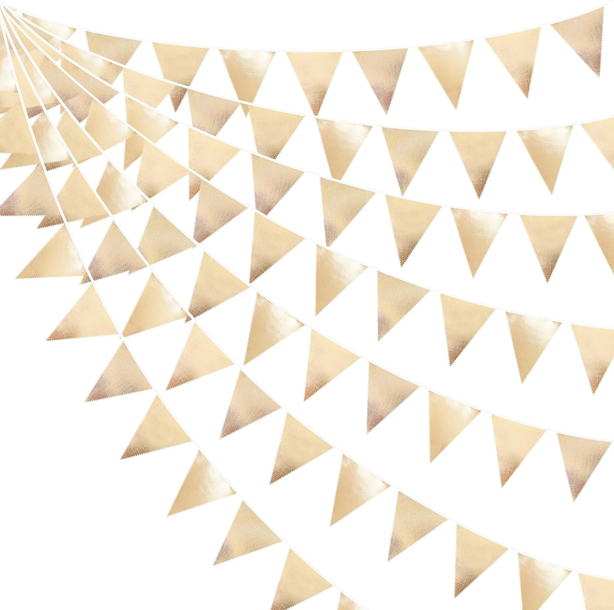 Champagne Gold Party Decoration Metallic Fabric Triangle Pennant Banner Flag Bunting Garland for
