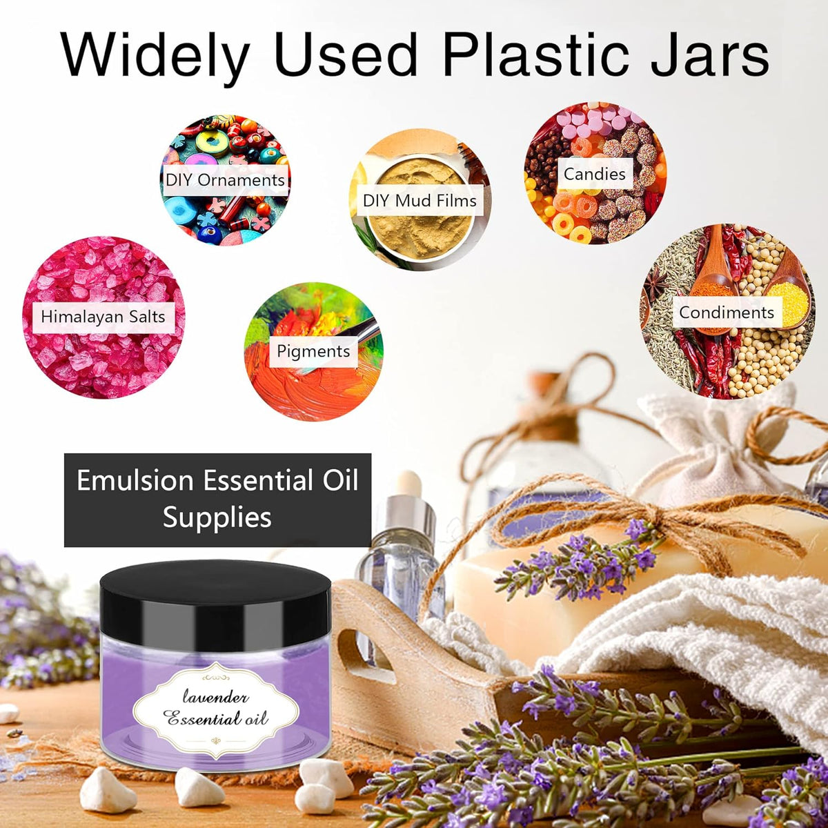 Plastic Jars with Lids, 4 OZ Slime Containers 72 Pcs Empty Clear Plastic Jars Refillable Plastic