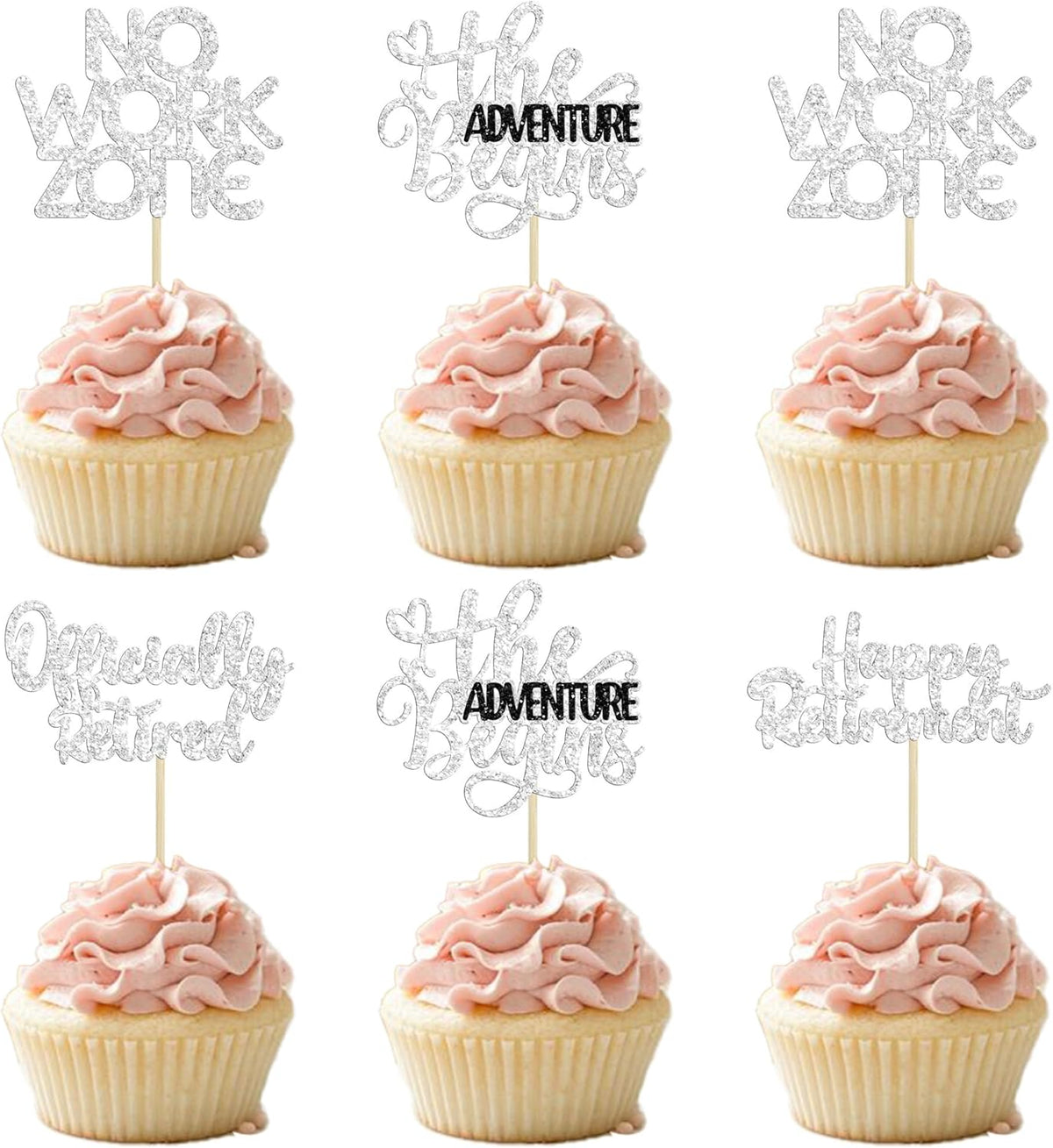 24Pcs Happy Retirement Cupcake Toppers Officially Retired Cake Toppers No Work Zone Adventure