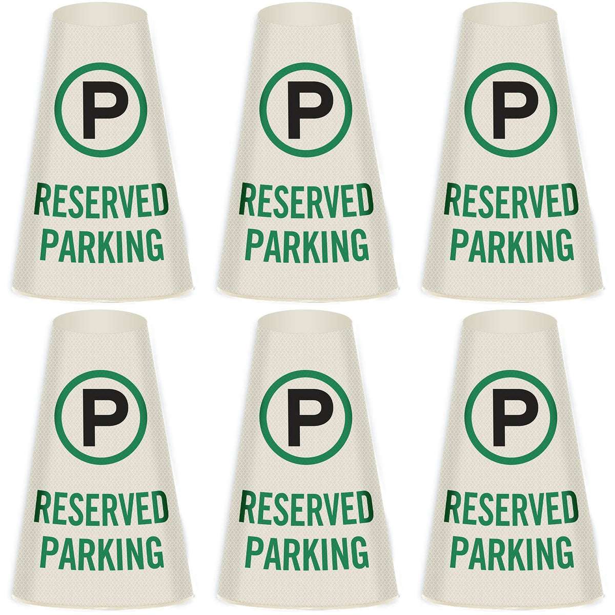 SmartSign 6-Pack 'Reserved Parking' Reflective Cone Message Sleeve Collar with Symbol, 360-Degree