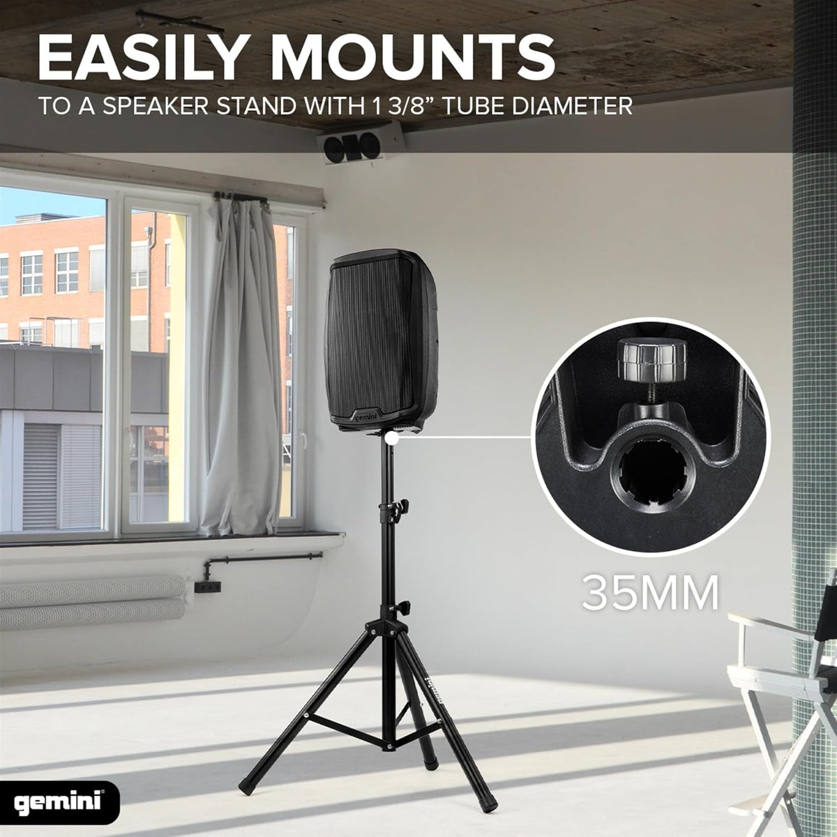Gemini 10” 1000W Bluetooth PA Speaker with TWS Link, USB/SD/FM, XLR/RCA/AUX Inputs, Mic & Guitar