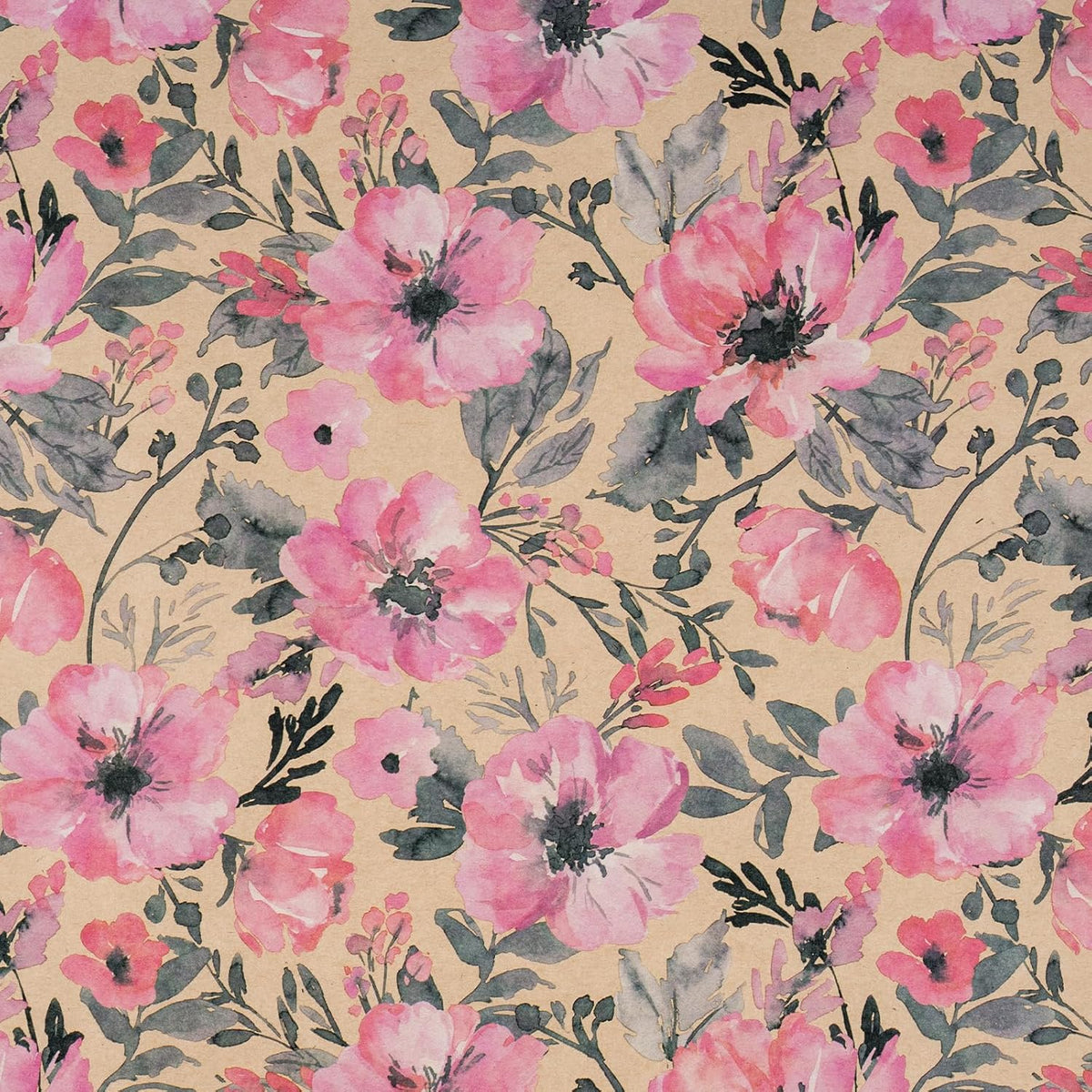 RUSPEPA Pink Wrapping Paper Roll, 17 in x 16.4 ft, Mini Roll, Floral Wrapping Paper, Kraft Gift