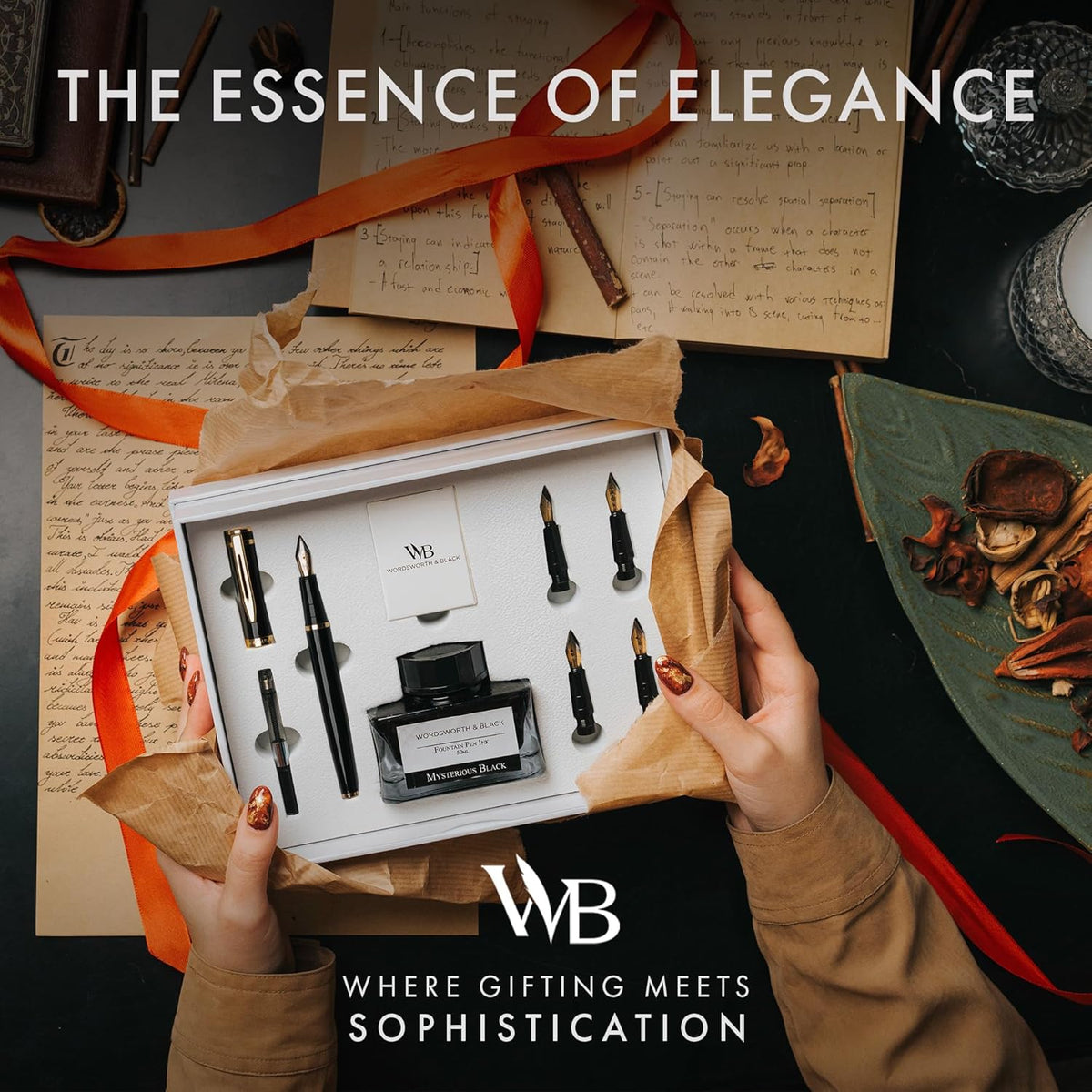 Wordsworth & Black Fountain Pen Gift Set, Includes Bottle, 6 Cartridges, Refill Converter, 4