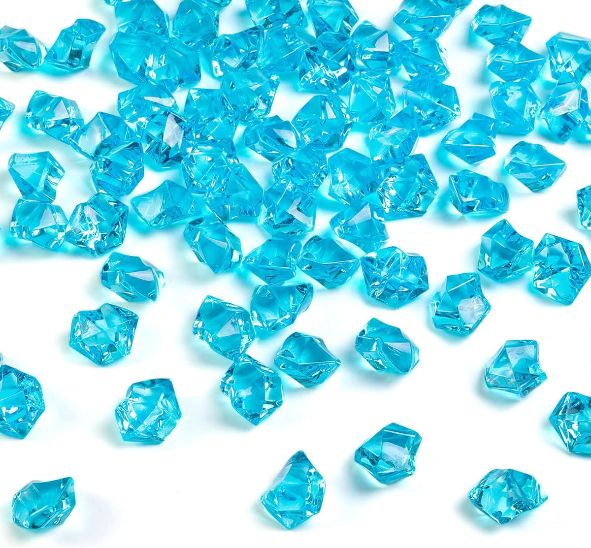 HappyFiller 14 OZ Sky Blue Fake Acrylic Ice Rocks Faux Crystal Cubes Stones Diamonds Gems,Aquarium