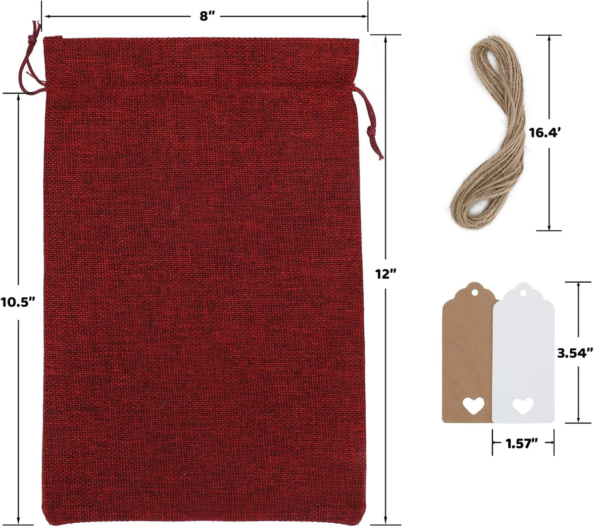 Tapleap Burlap Bags with Drawstring - 10Pcs 8x12 Red Gift Sacks for Wrapping Halloween Favors
