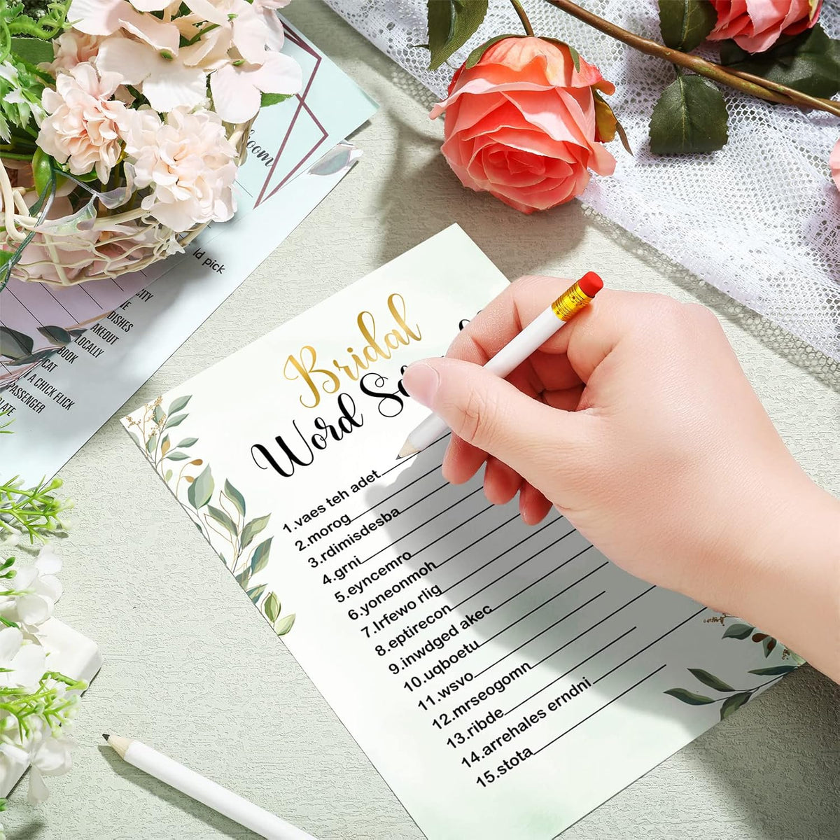 Teling 145 Pieces Bridal Shower Game Bridal Shower Favors Set Wedding Games Cards and Pencils for