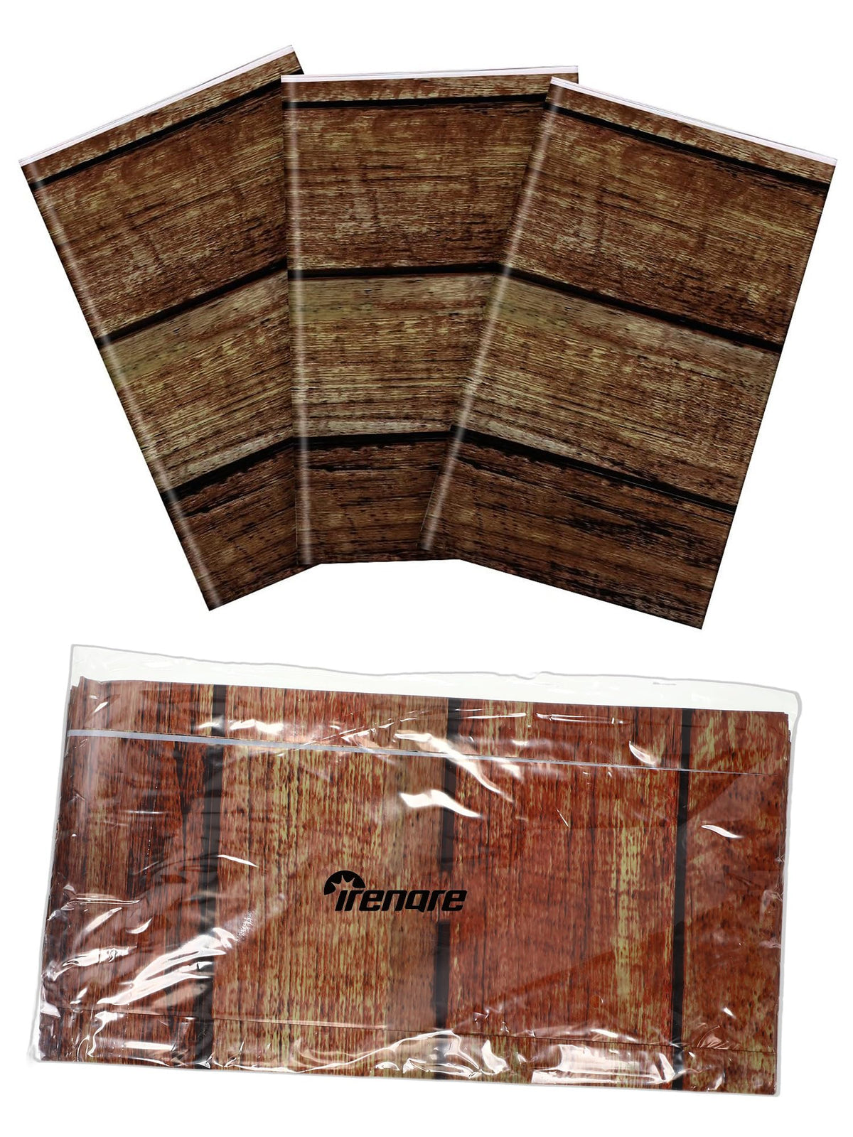 Irenare 3 Pcs Brown Wood Grain Western Tablecloth Plastic