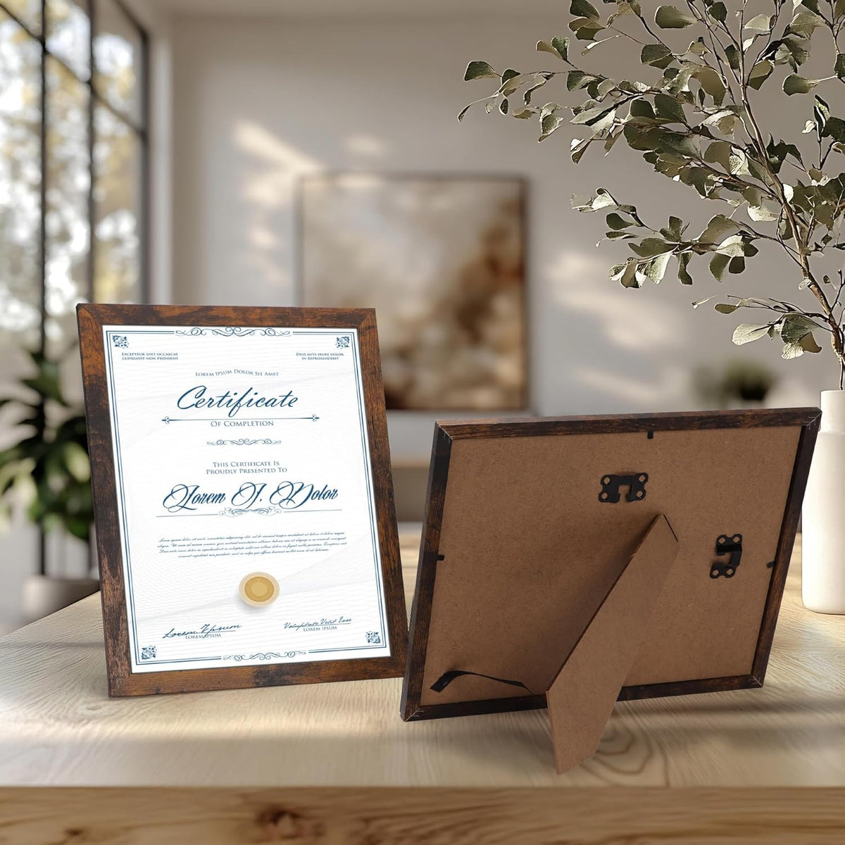 PETAFLOP Bulk 8.5 by 11 Picture Frame Certificate Document Frame Set of 18, Brown Frames for Wall
