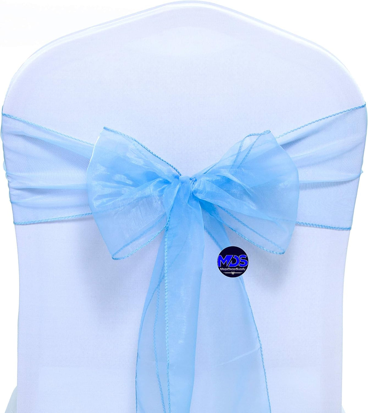 MDS Pack of 125 PCS Organza Chair Sashes Wider Dining Chair Bows Ribbon Tie Back for Wedding Party