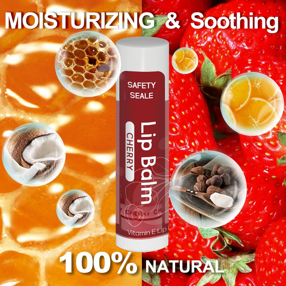 64 Pack Natural Lip Balm Bulk with Vitamin E and Coconut Oil - Moisturizing Dry Cracked Lips, Mini