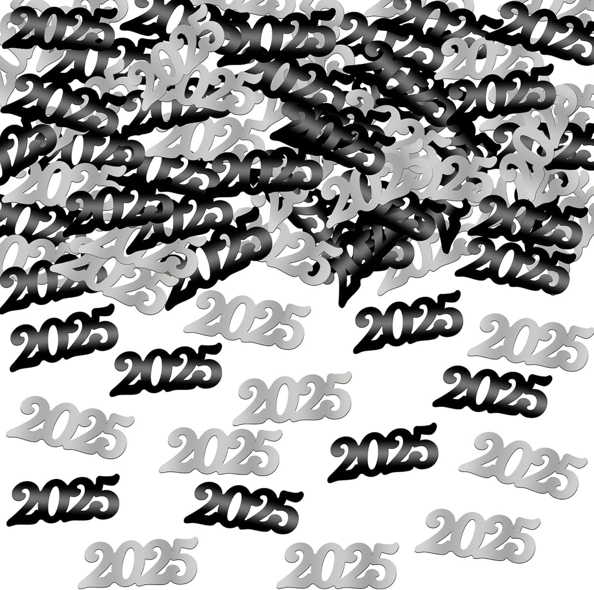 KatchOn, Black and Silver 2025 Confetti - Pack of 500 | Graduation Confetti 2025, Balck and Silver