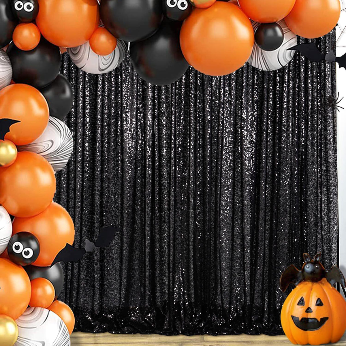 ShinyBeauty 10x10FT Black Sequin Backdrop | Photography & Wedding Background | Glitter Photo Booth