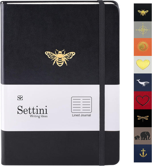 SETTINI Lined Journal, Ideal for Journaling - A5 Vegan Leather Notebook, 192 Archival-Quality